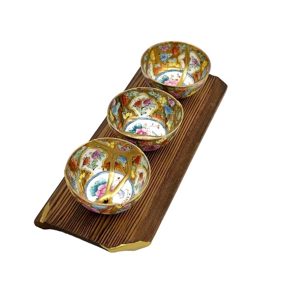 Kintsugi Cups Chinese Eggshell Mini Floral Gold Crack Art Personal Growth Gift - Picture 12 of 14